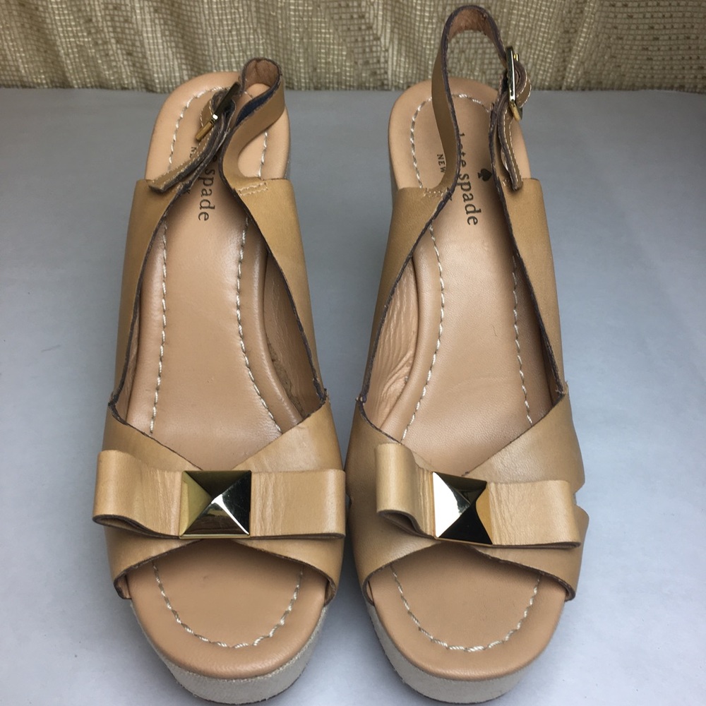Kate Spade New York Tan & Gold  Wedges Sz:8.5M